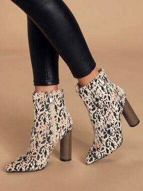Willa Cow Print Pointed-Toe Ankle Booties (Worn Once) Size 8.5